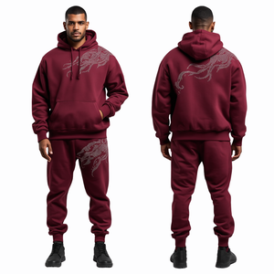 Conjunto Deportivo Personalizado de Algodón Grueso con Pedrería, Sudadera con Capucha Extra Grande y Pantalones Jogger, Fabricante de Ropa Deportiva de Primera Calidad - Product Image 4