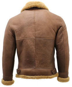 Hot Selling <b>Men's</b> Leather <b>Jackets</b> Winter Wear Warm Stylish Custom <b>Shearling</b> <b>Jackets</b> Zipper Turn-down Collar Waterproof Windproof - Product Image 4