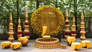 South Indian Wedding Mangala Snanam Decor Outdoor Haldi Ceremony Boat Style Sitting Fiber Lightweight Modern Sydney - Product Image 6