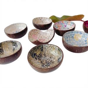 Bol en noix de coco artisanal, mosaïque de coquilles d'œufs, art de la coquille de luxe, smoothie, végétalien, écologique, vaisselle de service - Product Image 2