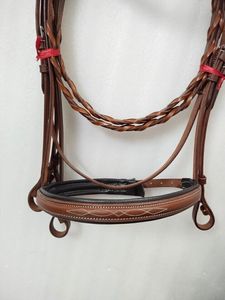 Bride en cuir de cheval de selle anglaise de dressage avec muserolle rembourrée en cuir souple bande de sourcils en cristal raccords en laiton SS pour l'équitation - Product Image 4