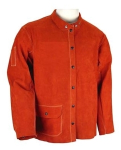 Chaqueta de soldadura de cuero dividido de cuero de vaca Chaqueta de seguridad de trabajo de soldadura resistente al calor antichispas a la venta - Product Image 4