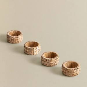 Ensemble de 4 ronds de serviette en rotin de Style rustique tressé à la main rond de serviette en rotin naturel pour la décoration de Table - Product Image 4
