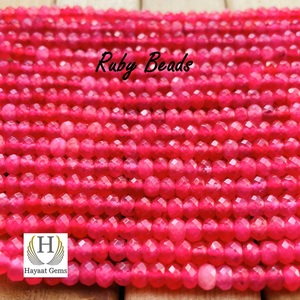 Rubis Cut Facettes Rondelle Cordes 4mm Rouge Lâche Percé Cristal Gemme Femmes Indien Fabrication de Bijoux Chaîne Perle Pierre Perles - Product Image 2
