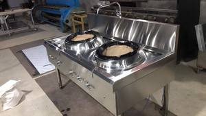 1 año de garantía eléctrica Gas Water Wok Range 2x120V/220V/1P para hoteles en Vietnam Máquina de cocina de 2 quemadores con ventilador - Product Image 3