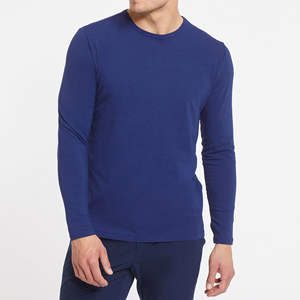 T-shirt à manches longues uni pour homme, vente en gros de vêtements pour homme, t-shirt à manches longues à col rond de haute qualité, design uni - Product Image 3