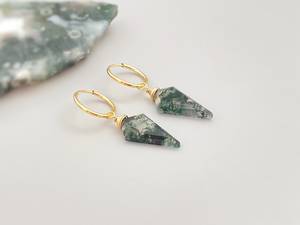 Bijoux indiens cadeau de mariage femmes vert mousse Agate 925 solide boucles d'oreilles en argent Sterling pour cadeau de mariage donnant des bijoux - Product Image 2