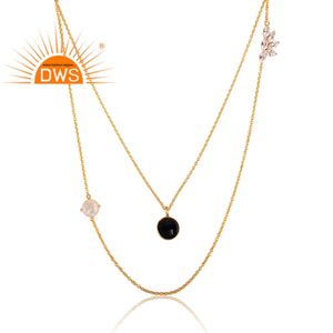 Dernière conception faite à la main 18K plaqué or multi-pierres naturelles pendentif collier Demi Fine Jewelry fabricant - Product Image 2