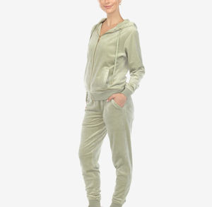 Ensemble de survêtement en velours de haute qualité pour femme surdimensionné à capuche zippée survêtement avec coupe ajustée pour l'hiver - Product Image 4