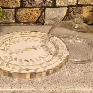 ถาดอะคริลิคทรงโดมสไตล์อาหรับหรูหราพร้อมเม็ดมุกฝังหรูหราสำหรับตกแต่งบ้านในเทศกาลอีดเดือนและงานรื่นเริง - Product Image 5