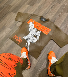 เสื้อยืดผ้าซักลายกรดสำหรับผู้ชายทรงถุงครอปไหล่ทรงหลวมมีลักษณะที่ทำให้ดูเครียดและพิมพ์ลายกราฟิกแนวสตรีท - Product Image 3