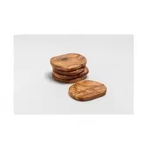 Sous-verres en bois faits main de style classique, écologiques, en noyer arrondi imprimé, décoratifs, personnalisables, artisanat en forme de croissant - Product Image 3