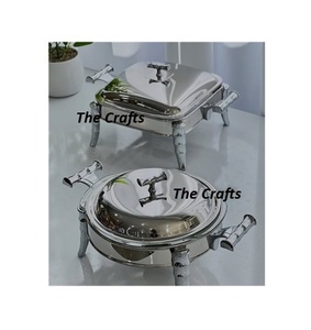 Set of Two Different Shape Stainless Steel Chafing Dish <b>for</b> <b>Table</b> <b>Top</b> Buffet Displays Classic Style - Product Image 1