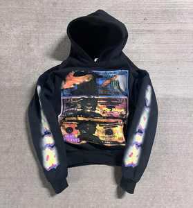 Custom DTG Print Skull Graphic Vintage Sun Faded Mens Streetwear Oversized Heavy Weight 350 450 500 GSM Hoodies Hombres - Product Image 6