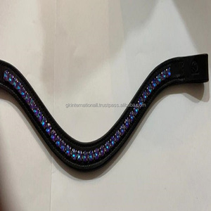 Correa de cuero con forma de onda profunda para cejas de caballo, personalizada, canal vacío, 1 fila, cristales redondos, diamante, mega cadena ostentosa - Product Image 2
