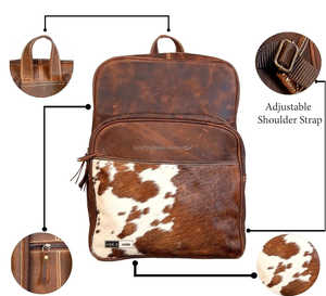 Sac à dos en cuir véritable sur mesure avec poils, sacoche de voyage pour ordinateur portable en cuir de vachette de qualité supérieure, fournisseur en gros, fabricant, exportateur LHBP-0016 - Product Image 4