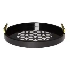 Bandeja de Servicio de Esmalte Metálico Premium, Accesorio de Cocina de Lujo para Mesa de Comedor, Hogar, Restaurante, Hotel, Uso para Té y Café - Product Image 1