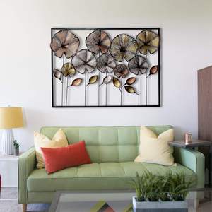 Hot Sale Framed <b>Wall</b> Art Modern Metal <b>Leaf</b> <b>Walls</b> Decoration exporter Unique Gold Hanging Crafts Home Room <b>Decor</b> Flower <b>Wall</b> Art - Product Image 4