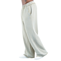 Pantalon de survêtement d'hiver pour homme, coupe droite, décontracté, 100 % coton molletonné, poids moyen, haute qualité, avec logo personnalisé, cordon de serrage