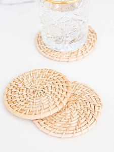 Best Quality Wholesale Natural Round <b>Woven</b> <b>Coaster</b> Wicker Rattan <b>Coasters</b> Heat Resistant Rattan <b>Coaster</b> with Holder - Product Image 5