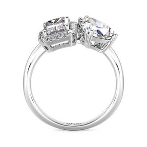 Anillo Jeulia Toi Et Moi con Dos Piedras en Forma de Halo, Esmeralda y Corte Pera en Oro Rosa de 18K - Product Image 3