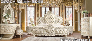 Imperial Royale <b>Castle</b> Elegant Vintage Antique Style Round Gold Designer Bed Side Stools Bedroom Set Classic Royal Carved Bed - Product Image 3