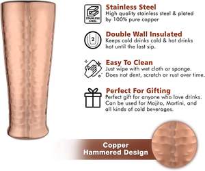 Vaso alto de acero inoxidable martillado, barra de Metal, accesorios para bebidas, diseño moderno ecológico para servir cerveza - Product Image 4