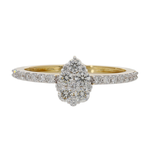 แหวนเพชรทรงคลัสเตอร์เจียระไนบริลเลียนท์ ประดับเพชรแบบพาเว่ ทอง 14K ชุบโรเดียม ดีไซน์คลาสสิก สำหรับผู้หญิง เหมาะสำหรับงานหมั้นและวันครบรอบ - Product Image 1
