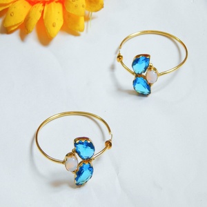 Pendientes de aro colgantes de forma redonda, Topacio Azul, cuarzo, piedras preciosas ovaladas, pendientes de moda para mujeres y niñas, ropa para fiestas - Product Image 2
