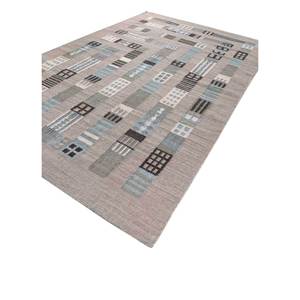 Alfombra Clásica Azul a Cuadros de Lana de Tejido Plano, Alfombra Geométrica para Sala de Estar, Rectangular de 9x12, para Entrada o Pasillo, para Adolescentes-ADWL-13261 - Product Image 2