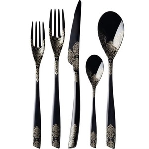 Juego de 3 cubiertos de acero inoxidable, utensilios de cocina ideales para regalos de mesa, cubiertos con acabado Chapado en 2 colores, mango antiguo - Product Image 2