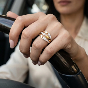 Luxury Geometric Gold Plated <b>Ring</b> for Women with Cubic Zirconia Adjustable <b>Statement</b> Fashion Jewelry <b>Ring</b> - Product Image 3