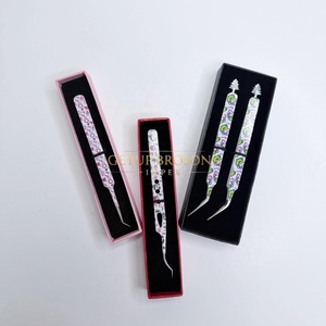 Pince à épiler pour cils GETUP BROSONS GBI-EET-2355 de haute qualité en acier inoxydable, plusieurs couleurs, pointe lisse, poignée diamantée, antimagnétique - Product Image 5