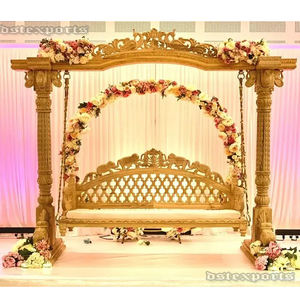 Columpio DE BODA tallado tradicional para asientos de novia y novio estilo antiguo acabado dorado Jhula hecho a mano Mehndi ceremonia columpio - Product Image 1