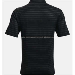 Polo de Manga Corta a Rayas Negras para Hombre, Tejido, Corte Casual, Cierre de Botones, Largo Regular - Product Image 2