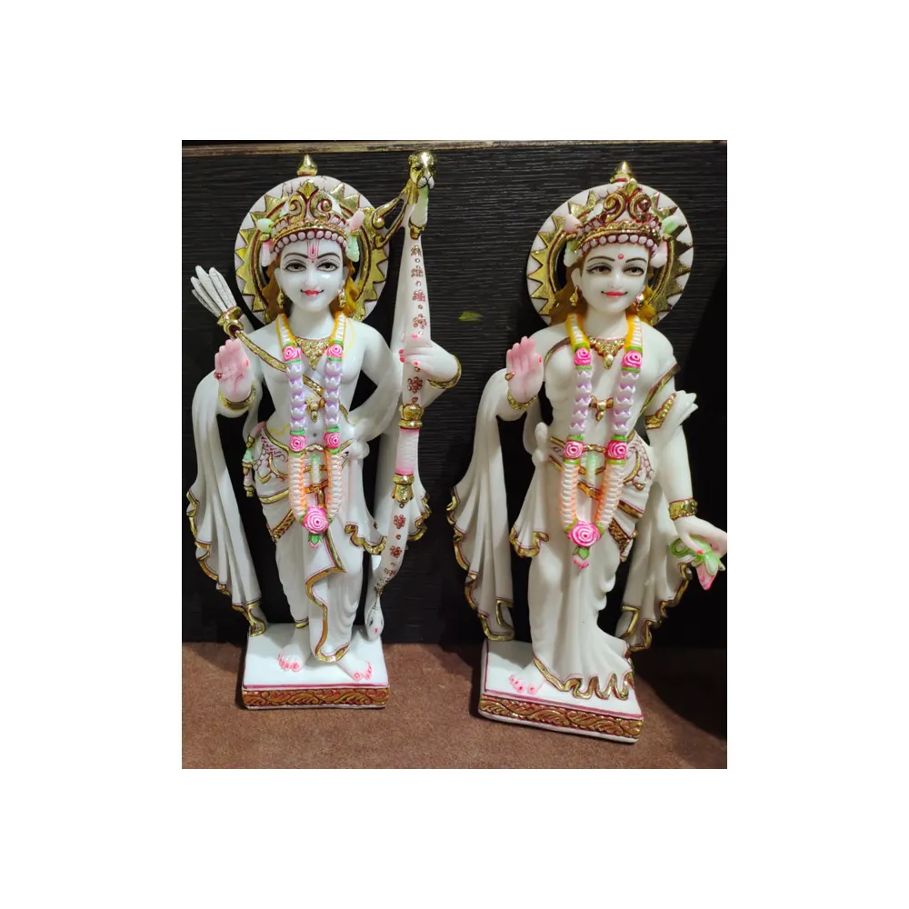 हस्तनिर्मित भव्य सफेद संगमरमर श्री राम दरबार के साथ दिवाली और खरीदारों के लिए दशहरा पूजा की सुंदर प्रतिमा के साथ