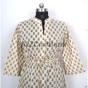 Vestido Midi Ajustado de Punto de Algodón para Mujer, Ecológico, Lavable, Transpirable, Asimétrico, Estilo Boho, Túnica con Botones, Estampado Floral, Informal - Product Image 4