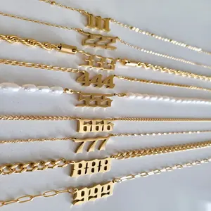 Dan Ze Zwarte Vrijdagverkoop Roestvrij Staal 18K Vergulde Geluksnummers Cadeau Engel Nummers Sieraden Ketting