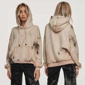 Sweat à capuche unisexe surdimensionné 100% coton Logo personnalisé brodé Style Streetwear lourd Automne Acid Wash Sun Sweatshirts pour hommes - Product Image 5