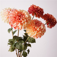 Dahlias artificiels en soie en gros, style classique, double pétale, fleurs réalistes faites à la main, centre de table, décoration de mariage et de maison