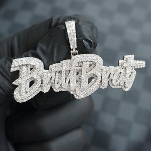 Pendentif personnalisé en moissanite véritable VVS plaqué or blanc 14 carats style hip-hop - Product Image 1