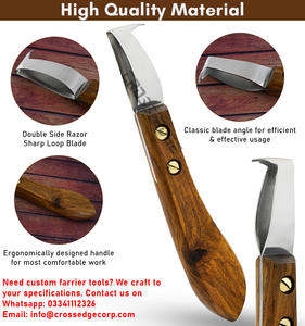 Venta caliente instrumentos veterinarios buena calidad herrador soporte para pezuña cuchillo herramienta de bucle ganado mango de madera diagnóstico de aseo - Product Image 2