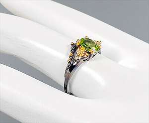 แหวนเพอริดอทสีเขียวสำหรับผู้หญิงทำจากพลอยรูปวงรีเป็นแรงบันดาลใจให้ของขวัญสำหรับคุณแม่พี่สาวภรรยา925เงินสเตอร์ลิง - Product Image 5