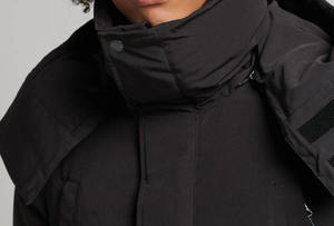 Blouson d'hiver pour homme avec capuche, coupe-vent, rembourrage épais en polyester, couleur unie, fermeture éclair, coupe classique - Product Image 5
