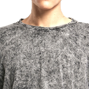 Recién llegado, Camiseta de cuello corto con lavado ácido para hombre, ajuste holgado hecho a medida en diferentes colores, ropa de calle de algodón liso en blanco - Product Image 2