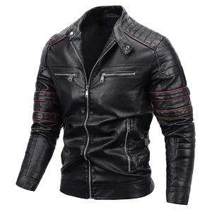 Male Real Stand Collar Zipper Autumn Casual Slim Windbreaker Motorcycle <b>Leather</b> Jacket Men Winter Fleece Tactics <b>Coats</b> - Product Image 1