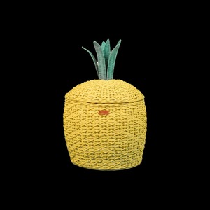 Panier de rangement multifonctionnel en rotin naturel ananas, moderne et écologique, jaune - Product Image 1