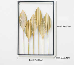 Venta caliente moderno oro Metal hojas pared arte elegante contemporáneo sala de estar decoración del hogar lavable altura ajustable personalizado - Product Image 4