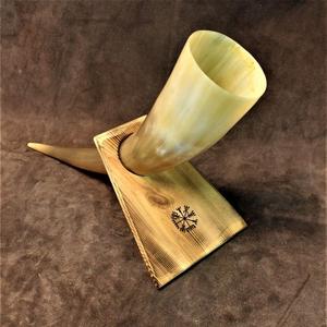 Cuerno para beber de búfalo orgánico de estilo vikingo nórdico, cuernos religiosos de estilo Animal con soporte de cuero disponible para venta a granel India - Product Image 2
