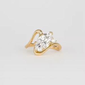 1.50CTW อี VS1มาคีส์แหวนหมั้นเพชรที่โตแล้ว14K ก้านโค้งสีทองของขวัญครบรอบปีโบราณสำหรับเธอ - Product Image 6